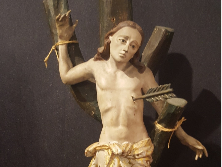 Scultura in legno policromo San Sebastiano - Antichità Ioviero