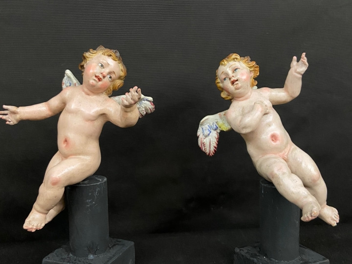 Putti in terracotta policroma da presepe del 700 - Antichità Ioviero
