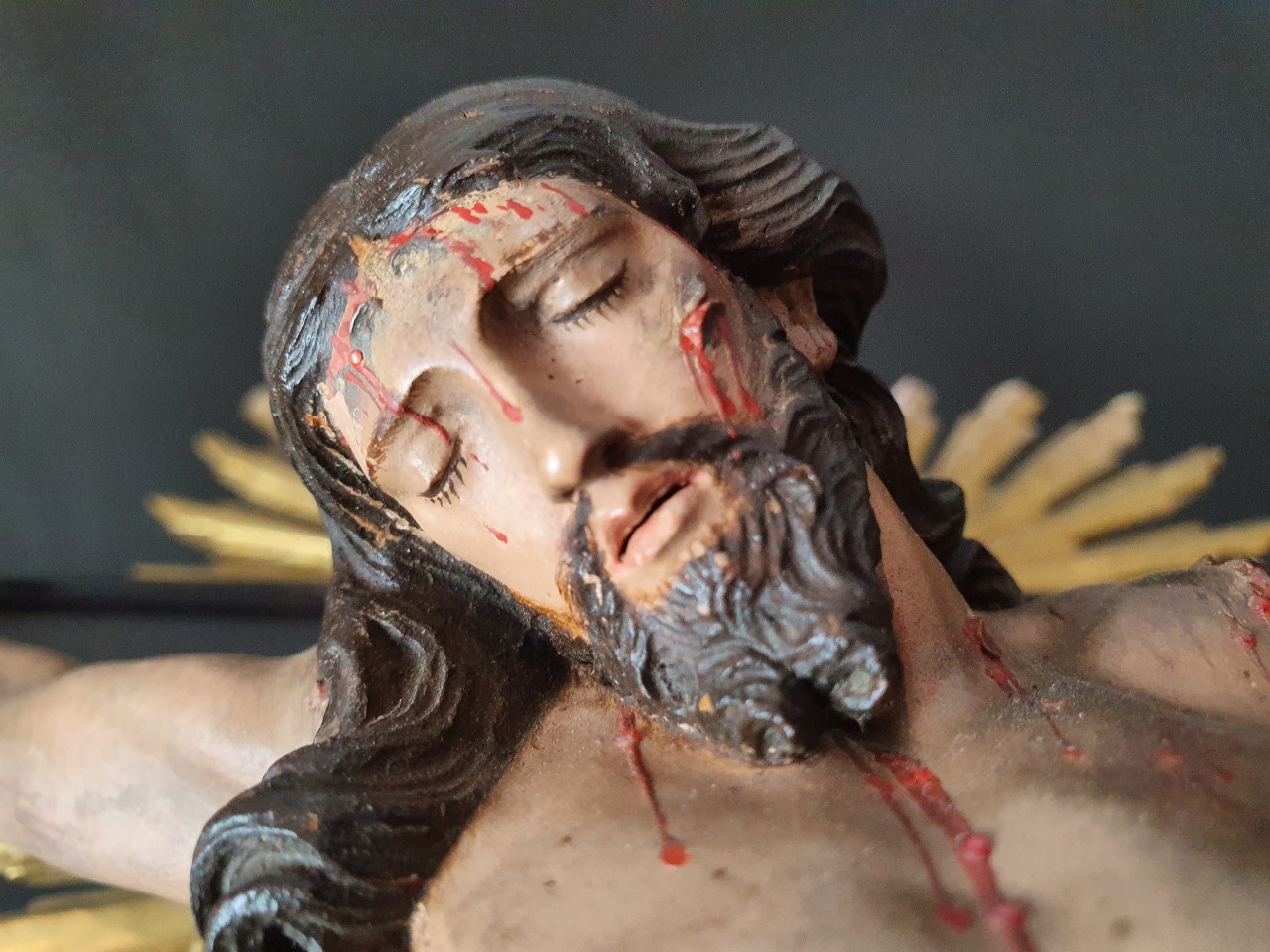 Scultura in legno di Crocefisso del 800 - Antichità Ioviero