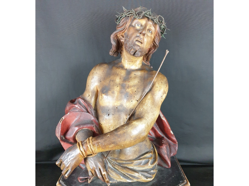 Ecce Homo ligneo policromo del 700 - Antichità Ioviero
