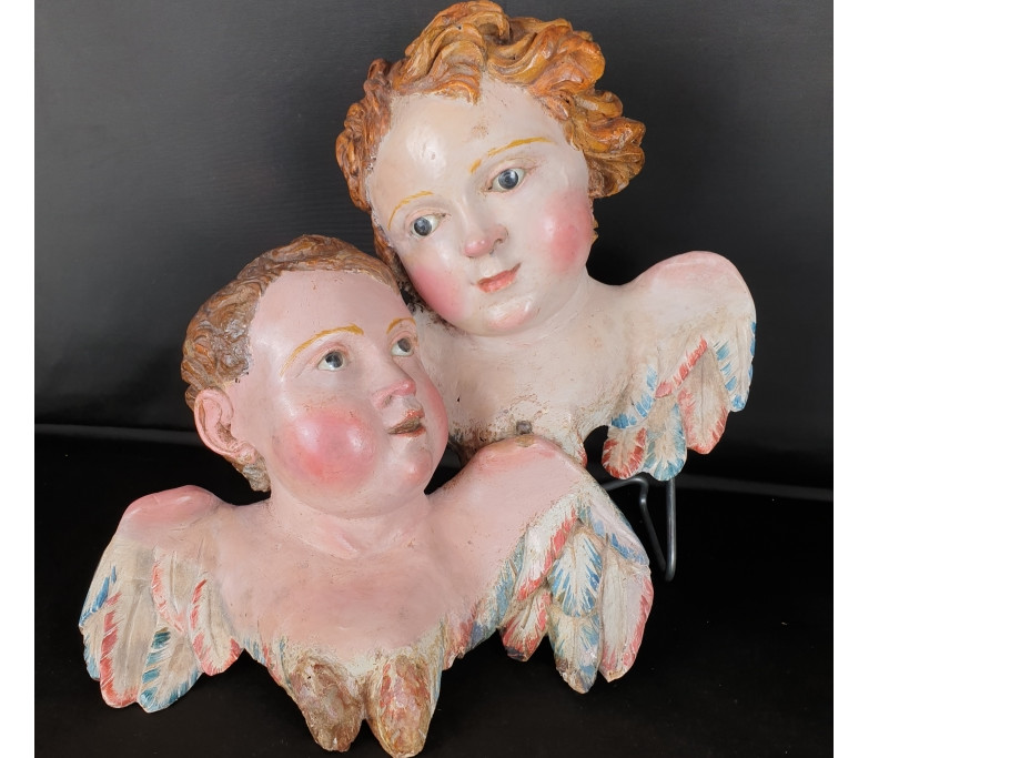 Scultura in legno di Cherubini del 700 - Antichità Ioviero