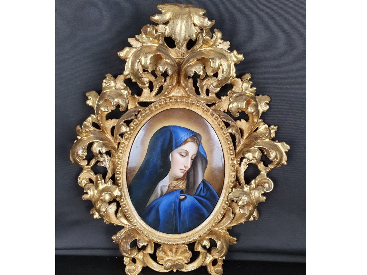 dipinto su porcellana la Madonna del dito - Antichità Ioviero