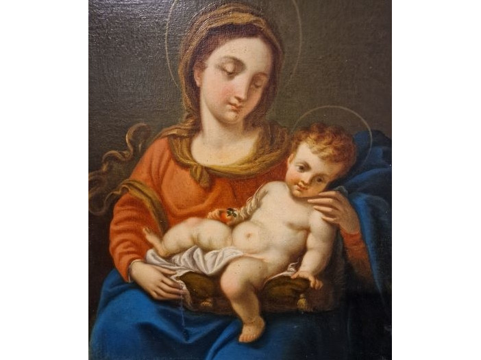 Madonna e Bambino dipinto del XIX secolo - Antichità Ioviero