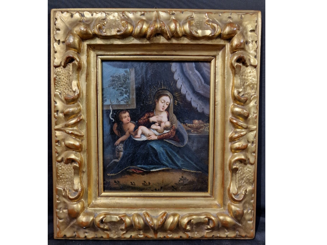 Madonna e Bambino con san Giovannino del 700 - Antichità Ioviero