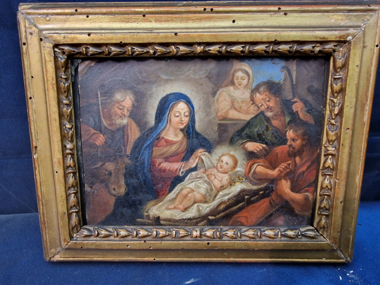 Dipinto olio su rame la Natività- Antichità Ioviero