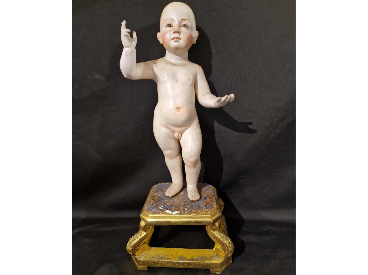 Bambino Gesù Benedice scultura del 700 napoletano - Antichità Ioviero