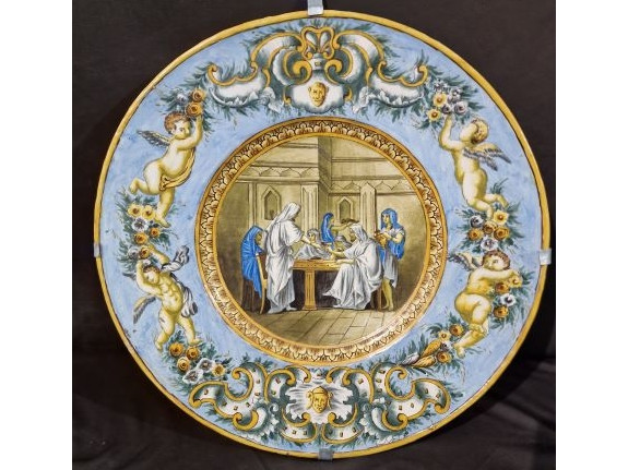 Piatto di maiolica  con firma di Gaetano Battaglia - Antichità Ioviero