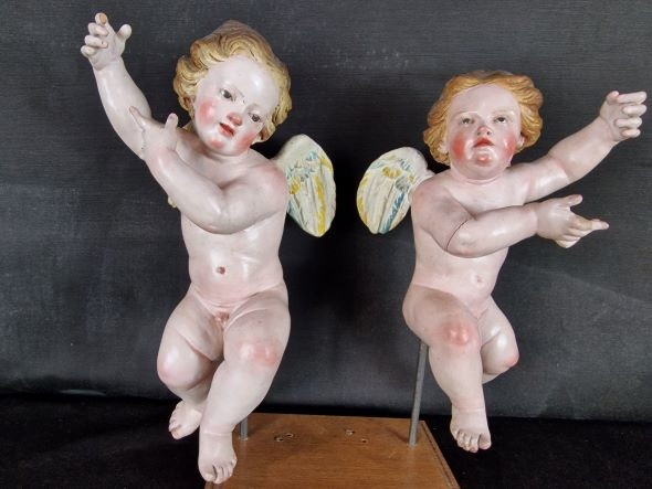 Putti in legno policromo del presepe napoletano- Antichità Ioviero