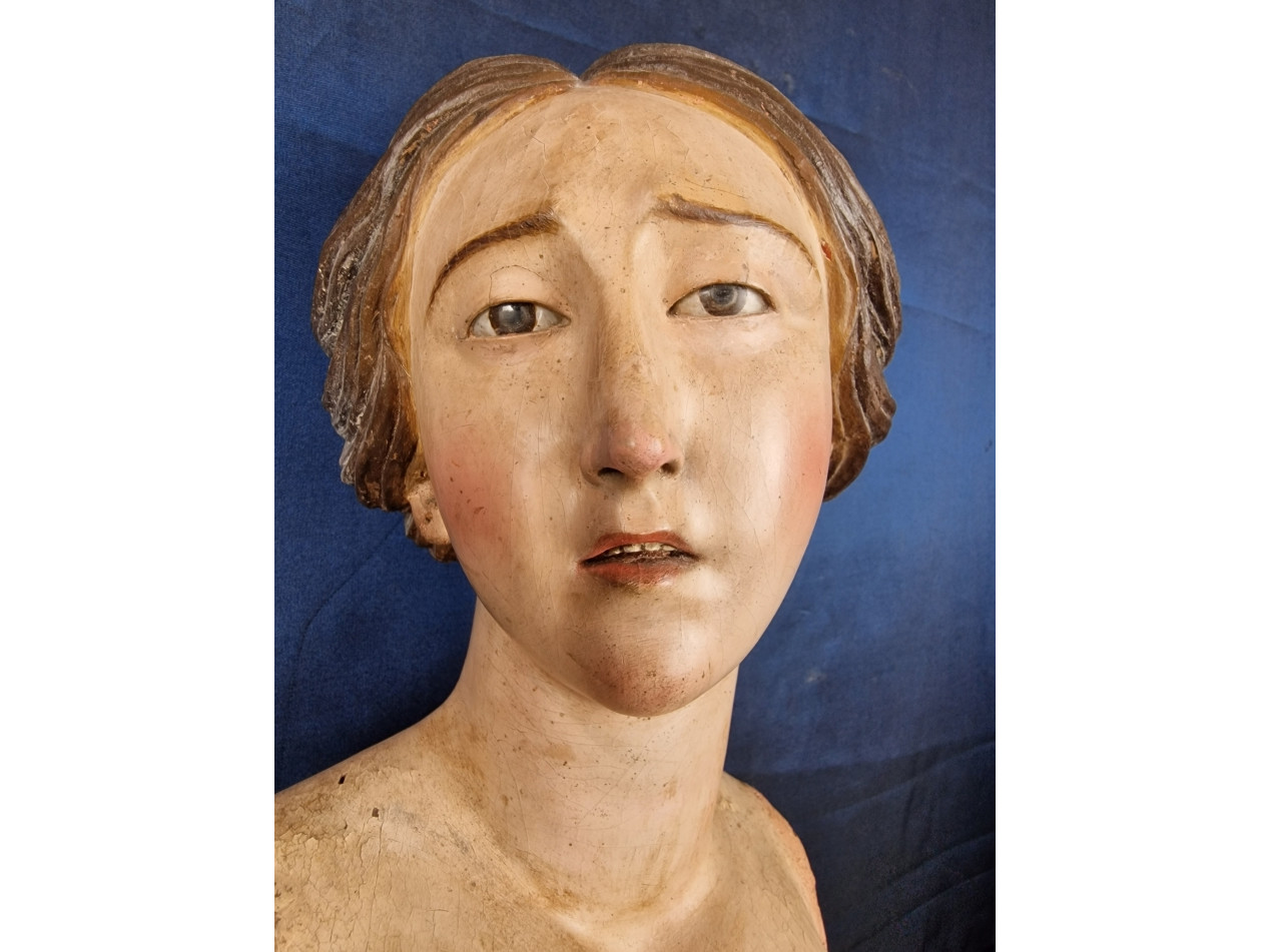 Volto di Madonna in legno del XVIII secolo - Antichità Ioviero