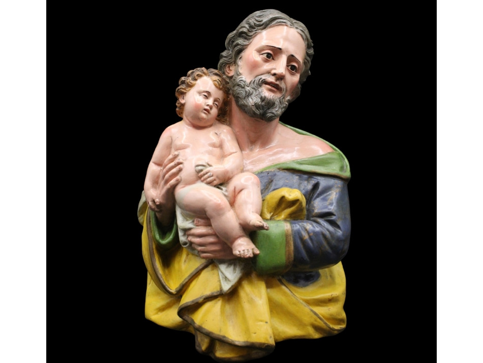 San Giuseppe con Bambino scultura dell'800 - Antichità Ioviero