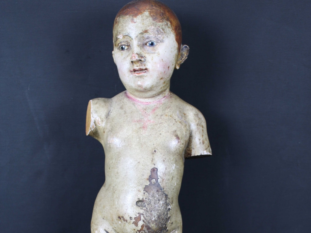 Scultura di bambino-ligneo-dei-primi-anni-del-700 - Antichità Ioviero